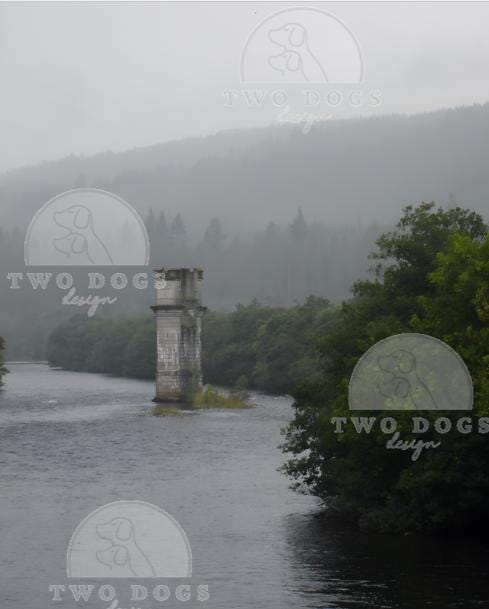 Scottish Misty River Ruins – Moody Nature Digital Photo Download