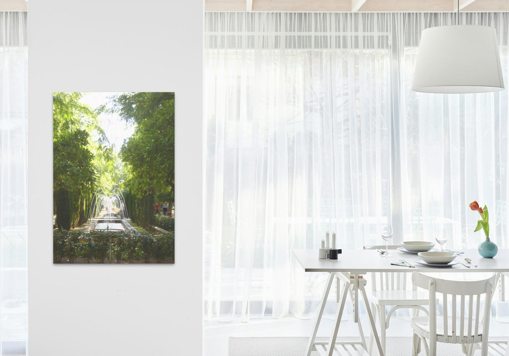 Serene Garden Fountain – Tranquil Green Oasis Photography Digital Download