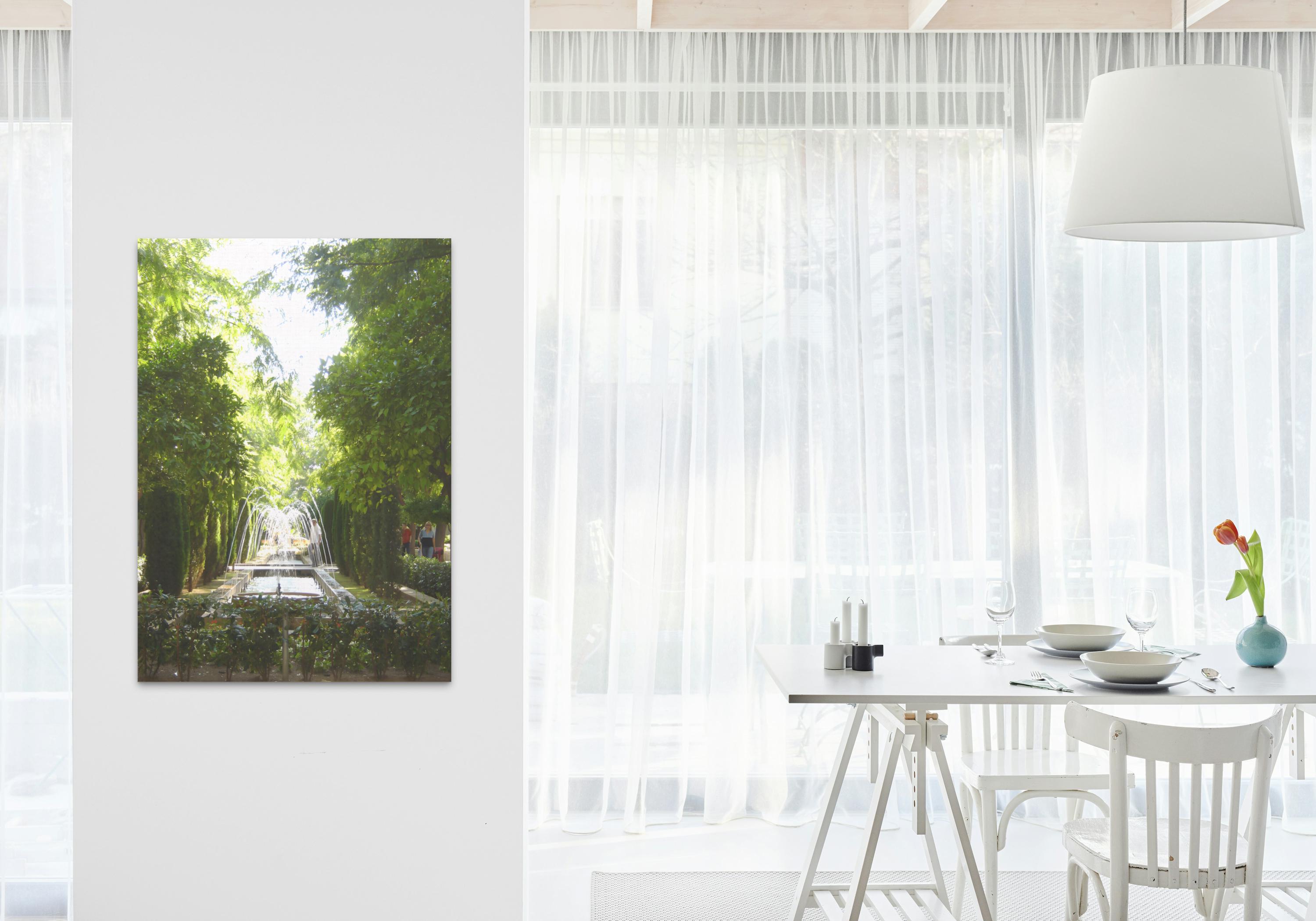 Serene Garden Fountain – Tranquil Green Oasis Photography Digital Download