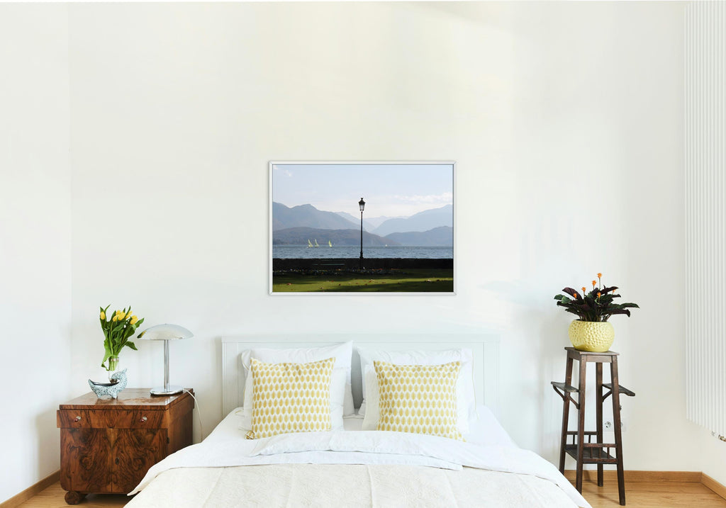 Tranquil Lake Annecy, France View with Lantern – Serene Landscape Photography Digital Download