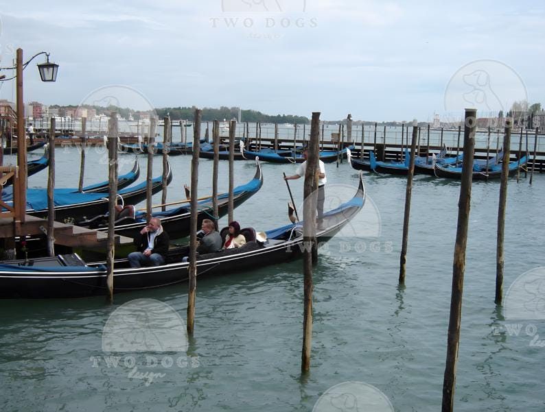 Venetian Gondolas on the Grand Canal – Italy Travel Digital Photo Download